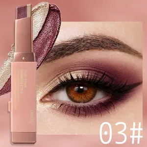 GKGU Pull-and-push dual-color eyeshadow sticks available in six shades - water- and sweat-resistant, perfect for creating bright eyes; vibrant colors suitable for all light beige tones; eye makeup; exquisite metal casing