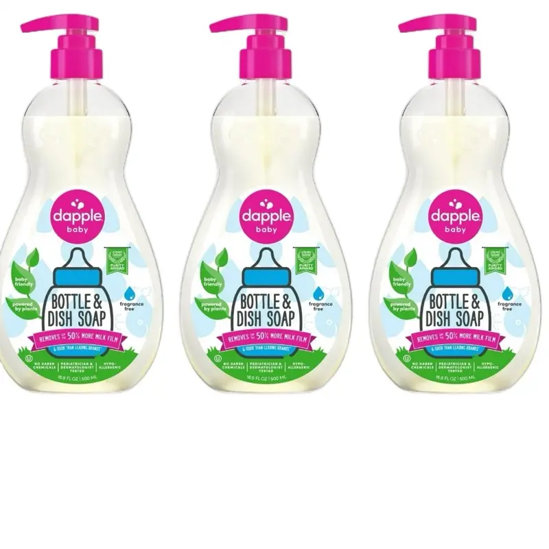 Dapple Baby Bottle & Dish Soap, 500ml (16.9oz) Fragranced Formula, 15-50% More Milk Residue Removal, Ideal for Baby Bottle & Dish Cleaning