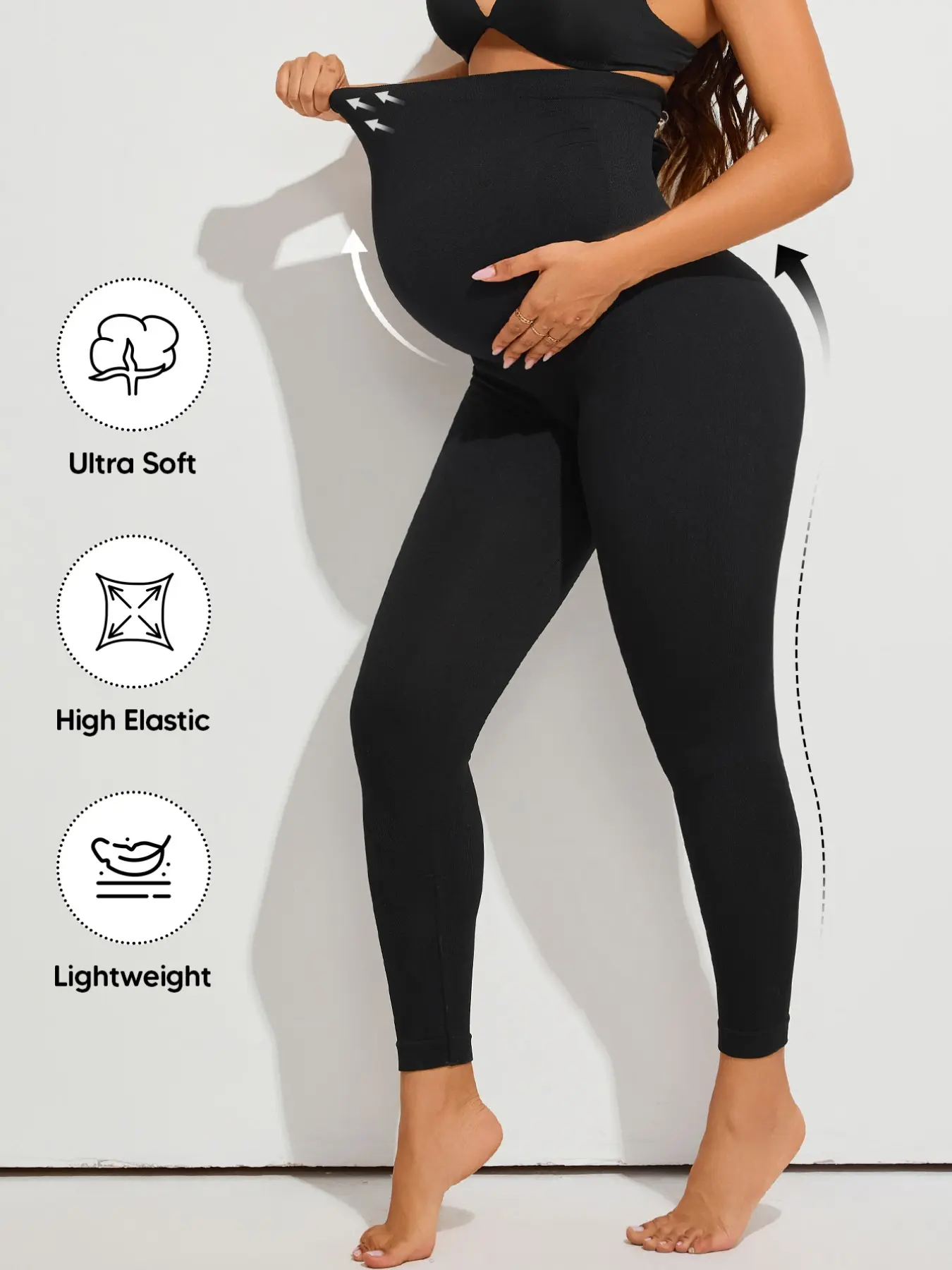 Pregnant Belly Support Leggings, High Waist Pregnancy Pants, Full Abdominal Support, Seamless Soft Stretch Fabric, Suitable for All Seasons, Maternity Apparel, Prenatal Maternity Clothing, Pregnancy Clothes