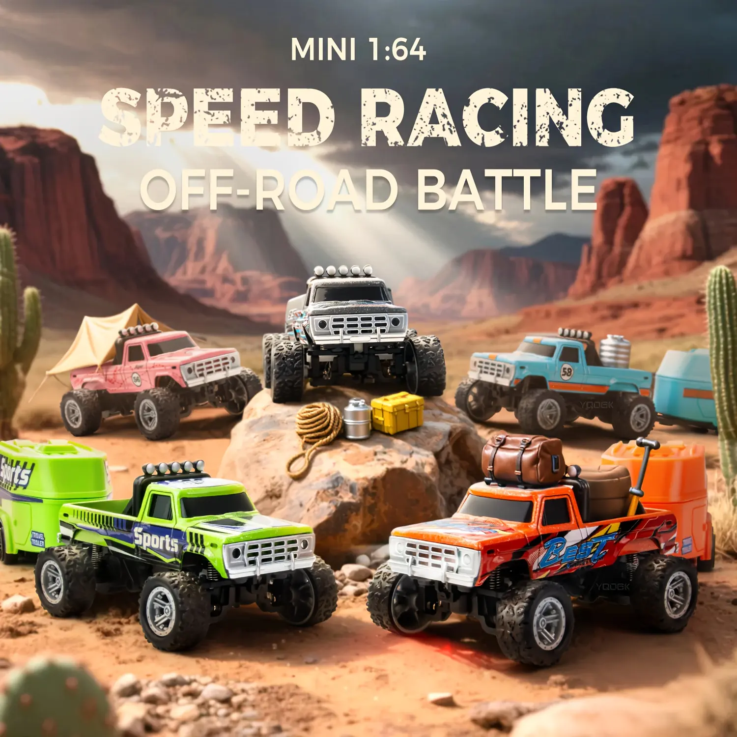 1/64 Scale Remote Control Off-Road Vehicle, Multi-Speed with Lights, Children's Toy 2.4GHz Precision Control Four-Wheel Drive Off-Road Adventure Car Interactive Puppy