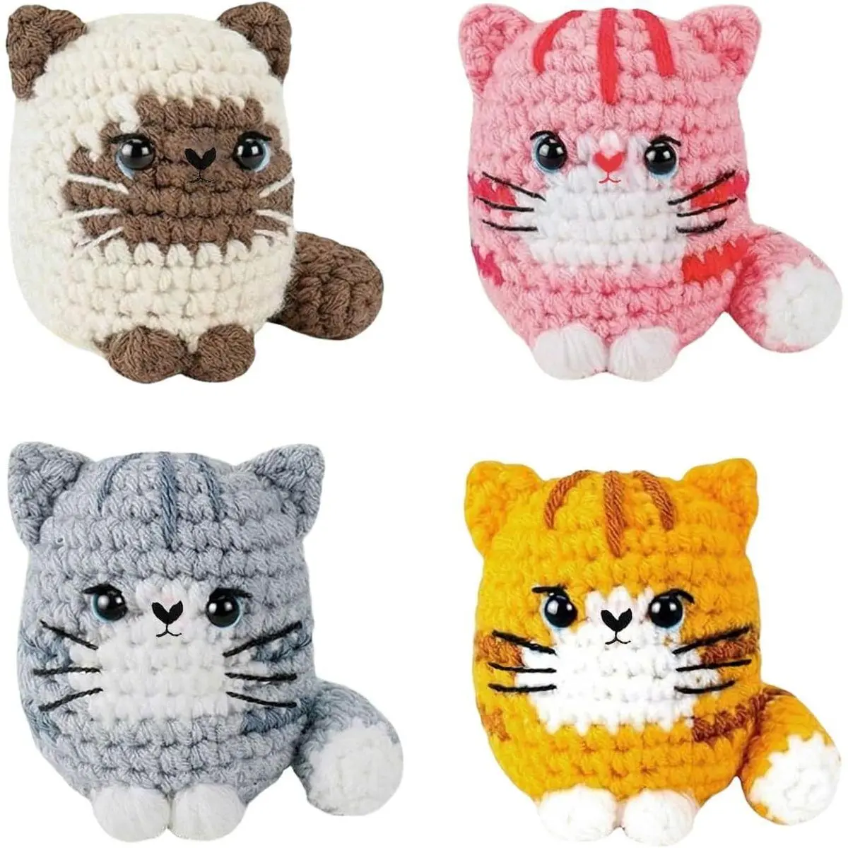 Crochet Kit for Beginners Knitting Kit for Beginners Crochet Animal Kit Beginner Crochet with Step-By-Step Video Tutorials 4 Pack Cats