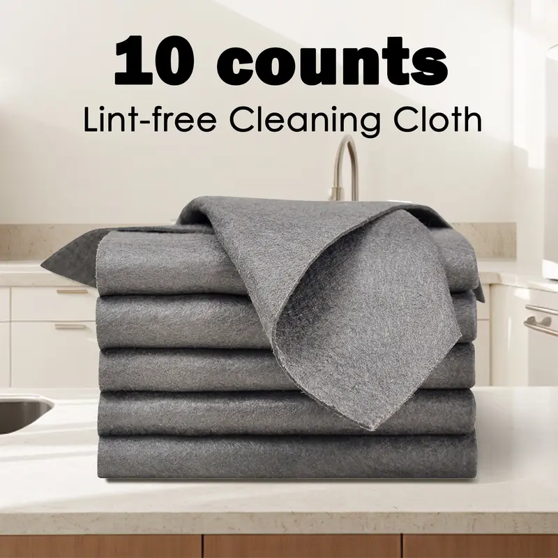 10-Count Thick Microfiber Cleaning Cloths, Microfiber Soft Absorbent Streak-Free Wipes, Washable Reusable Easy-Clean Sheets for Cars & Glass, Window, Home Surfaces