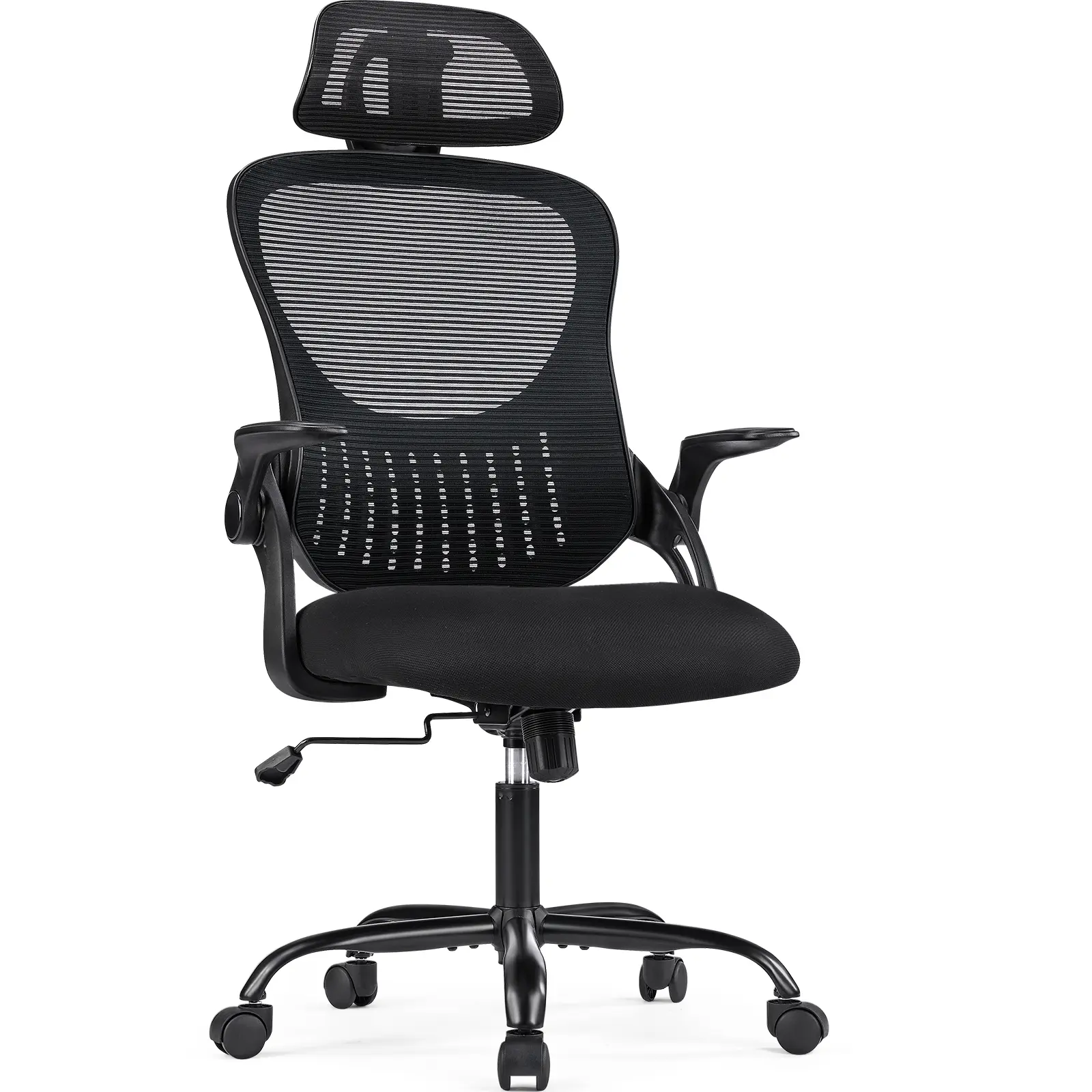 Office Computer Desk Chair, Ergonomic High-Back Mesh Rolling Work Chairs with Wheels and Adjustable Headrests, Comfortable Lumbar Support, Comfy Flip-up Arms for Home, Bedroom
