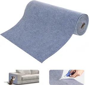 Scratch Mat,Trimmable Self-Adhesive  Scratch Furniture Protector    Carpet Covered 78.7"x15.8"  Couch Protector from  Claws (Light Grey)