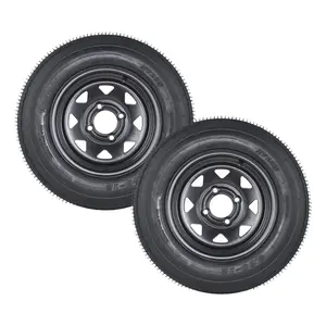 4.80-12 4.80x12 480-12 Trailer Tires and Rims set with 12 in Rims, 2 Pack Load Range C 6PR, Lawn Mower & Tractor Turf & Boat Tire, Black