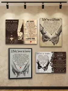 Vintage "We're a Team" Pinky Swear Canvas Wall Art - Romantic Couple Vows Print for Anniversary, Wedding Gift (Home Decor Poster)