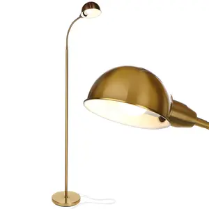 Brightech Regent LED Floor Lamp, Free Standing Corner Pole Light with Adjustable Gooseneck, Tall Bright Skinny Lamp for Office Desk, Living Room Sofa or Chair - Brass/Gold