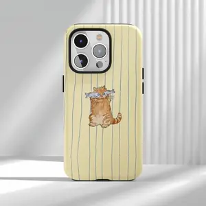 Funny Cat with Fish Eyes Phone Case – Cute Orange Ginger Kitty Art, iPhone 11–17 Pro Max Compatible, Whimsical Gift TM