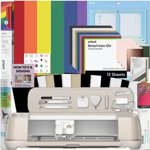 Cricut Maker 4 Machine Ultimate Bundle- Rainbow Vinyl Sampler, Infusible Ink, Card Making Kit, Iron-On Sampler Roll, Tool Set and Cutting Mats, Beginner Cutting Machine Set for Die-Cutting Projects