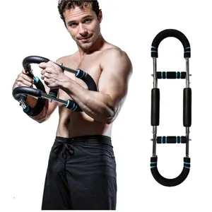 60-90LBS Adjustable Arm & Chest Muscle Trainer, Detachable Stainless Steel Fitness Tool with Blue Grips for Men, Gym Accessories for Beginners’ Strength & Chest Training