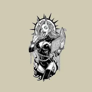 Gothic Demon Nun Black White Dark Art Vinyl Sticker for Laptop, Journal, Gothic Fans