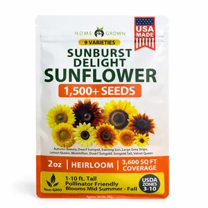 HOME GROWN Sunflower Seeds Mix Pack (1500+) – Colorful Varieties of Sunflower Seeds to Plant - 2-10ft Tall Plants, Pollinator Friendly