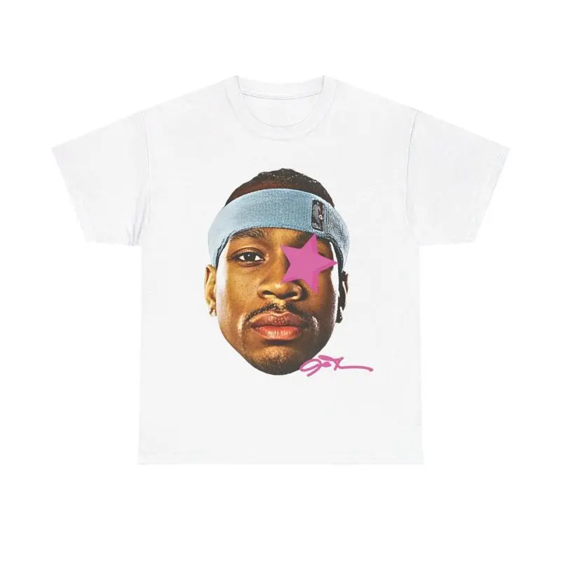 Women's Retro Graphic T-shirt, Allen Iverson Inspired 90s Top with a Round Neck and Boxy Fit, Streetwear, Cotton, Tshirt, Tear Away Tag, Crew Neck, Fitted, Cute, Smooth, Comfortable