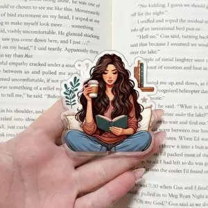 Magnetic Phone Grip Cozy Brunette Girl Reading Kindleholder – Brown Hair Woman with Coffee, Aesthetic Bookworm Magneticphonegrips, Autumn Vibe, Gift for Her