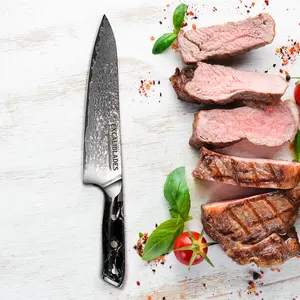 Excaliblades Chef Knife 8" | VG10 Damascus Stainless Steel, Full Tang With Ergonomic Handle, Lifetime Warranty, Premium Kitchen Gift