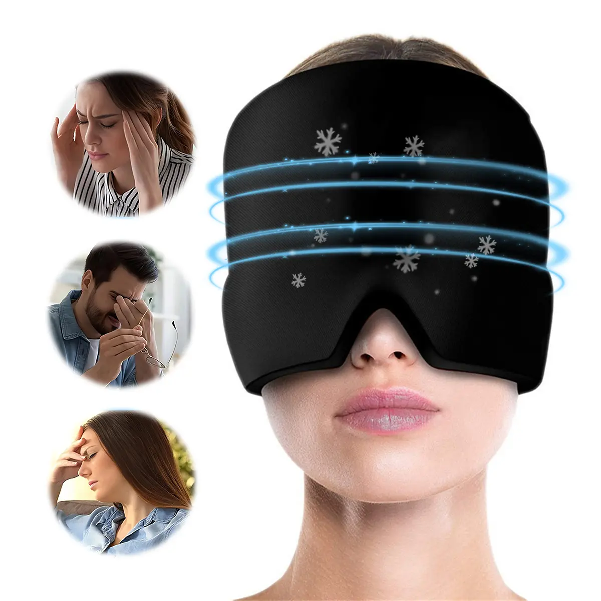 ONENIGHT Migraine Relief Cap, Soothing Headache Hat Ice Pack Mask, Face Cold Compress Cooling Gel Head Wrap Products for her Sinus Tension Stress Hangover & Puffy Eyes, Great Birthday Gift for Mom