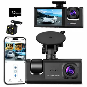 3-Channel WiFi Driving Recorder, 1080P HD Video Surveillance System, 360° Panoramic Car Camera, Night Vision, Motion Detection, Parking Monitor