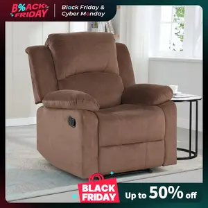 [TikTokShopBlackFriday]EBELLO Manual Recliner Chair, Soft Fabric Overstuffed Recliner Single Sofa Chair for Living Room Bedroom, Heavy Duty and Safety Reclining Mechanism,