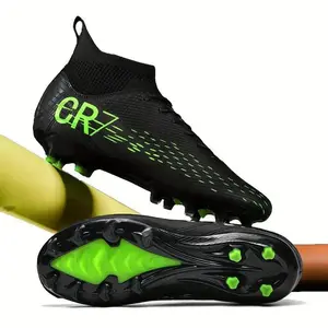 2024New Men'S Soccer Shoes Anti-Slip Boots AG Spikes Professional Competition Training Shoes Outdoor Lawn Football Boots Adult Breathable High-Top Soccer Cleats Couple Lightweight Classic Black Sports Football Shoes.dandy