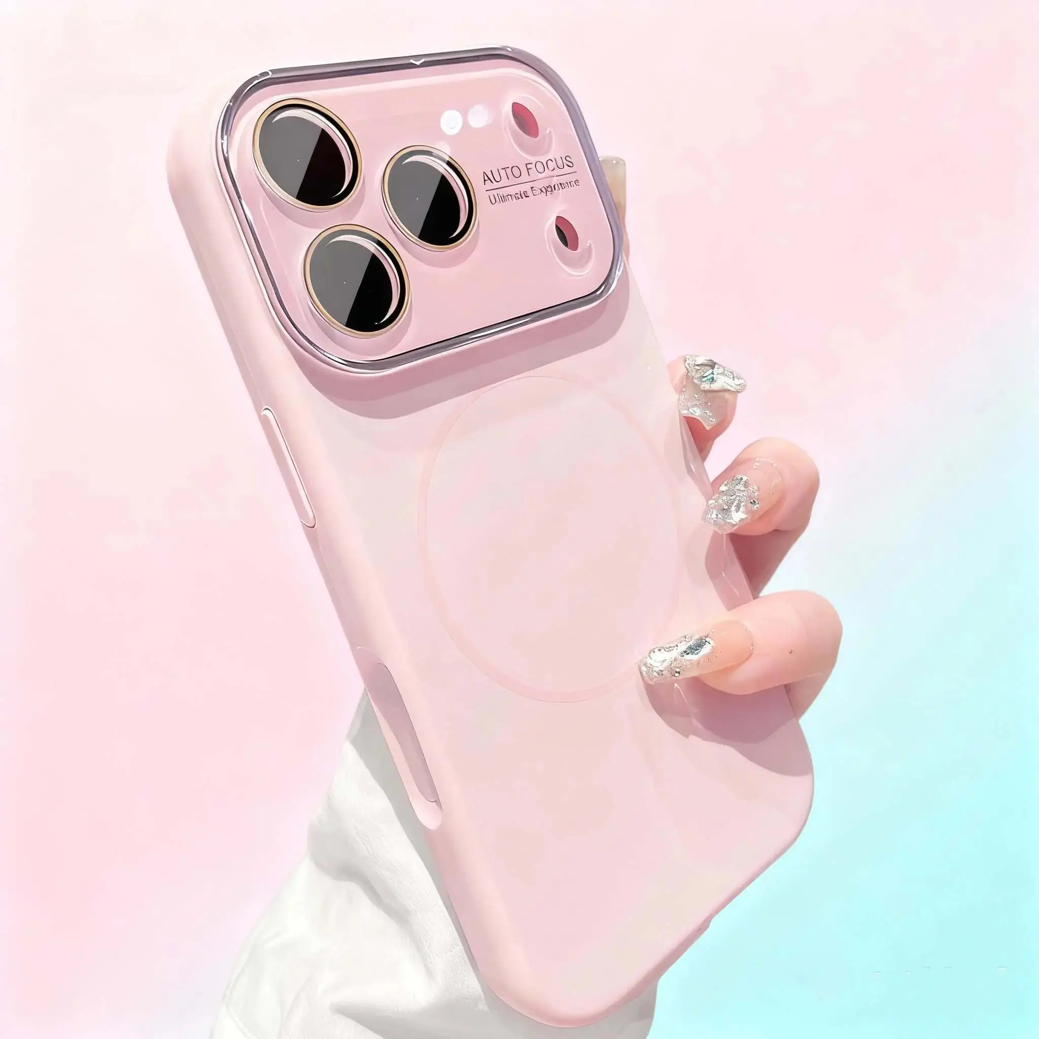 Luxury Matte Frosted Liquid Silicone Smartphone Casing - Shockproof, Camera Lens Protection, MagSafe-Compatible for iPhone 13/14/15/16/17 Pro Max Handheld Cellphone Devices, Accessories