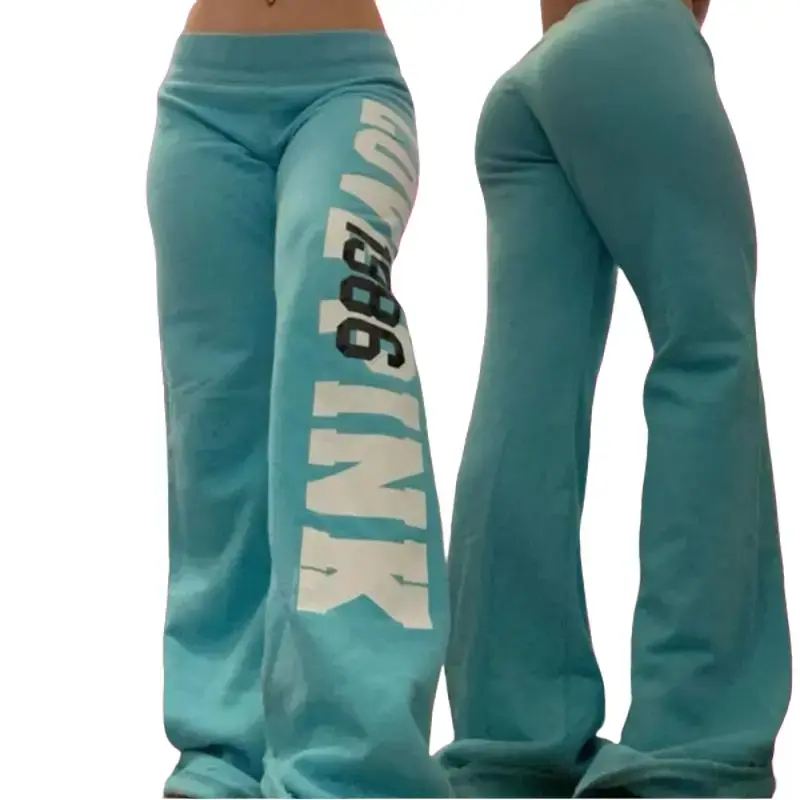 2000s American retro letter print casual trousers versatile hot girl style high street Harajuku style women's casual trousers