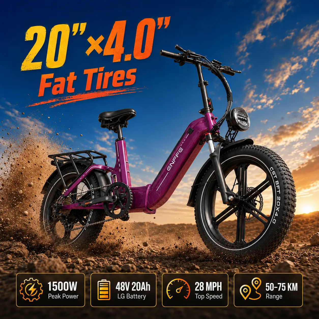 Adults Folding Electric E-Bike - 1500W Peak Power, 28MPH Max Speed, Dual Suspension, 20"×4.0" Fat Tires, 31-47 Mi Pure Electric Range, Removable 48V 20Ah LG Battery, UL 2849 Certified, Hydraulic Disc Brakes, NFC Key Activation, All-Terrain Commuter Bike