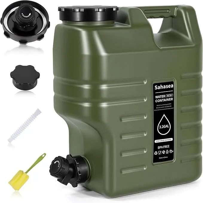 Tactical Green Bucket, Outdoor Camping Bucket With Hand Washing Jug, Free Accessories Included. Versatile For RVs, Camping Gear, Kitchens, And Gardens. Survival Essential. 12L/3.17 Gallon Large Capacity Bucket.