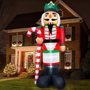12 Ft Giant Christmas Inflatables Nutcracker Soldier Build in LED Lights, Outdoor Xmas Decoration, Blow Up Nutcracker for Square Lawn Garden Patio Holiday Party Decor