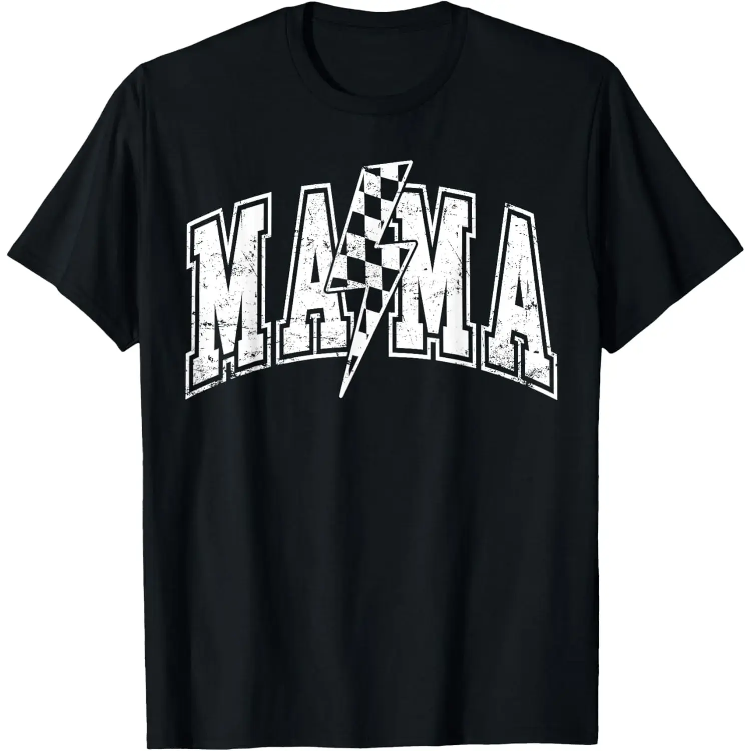 100% Cotton Women's Round Neck Short-Sleeve Soft Plaid Lightning Bolt Varsity Tshirt - Simple, Fitness, Mother's Day Casual Mama Top, Shortsleeve, All Seasons, Fashion, Do Not Bleach, Comfortable