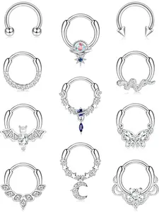 16G Septum Rings Septum Jewelry Septum Piercing Jewelry Cute Snake Butterfly Septum Ring Daith Earrings Septum Clicker Ring Septum Pierced Ring Body Piercings