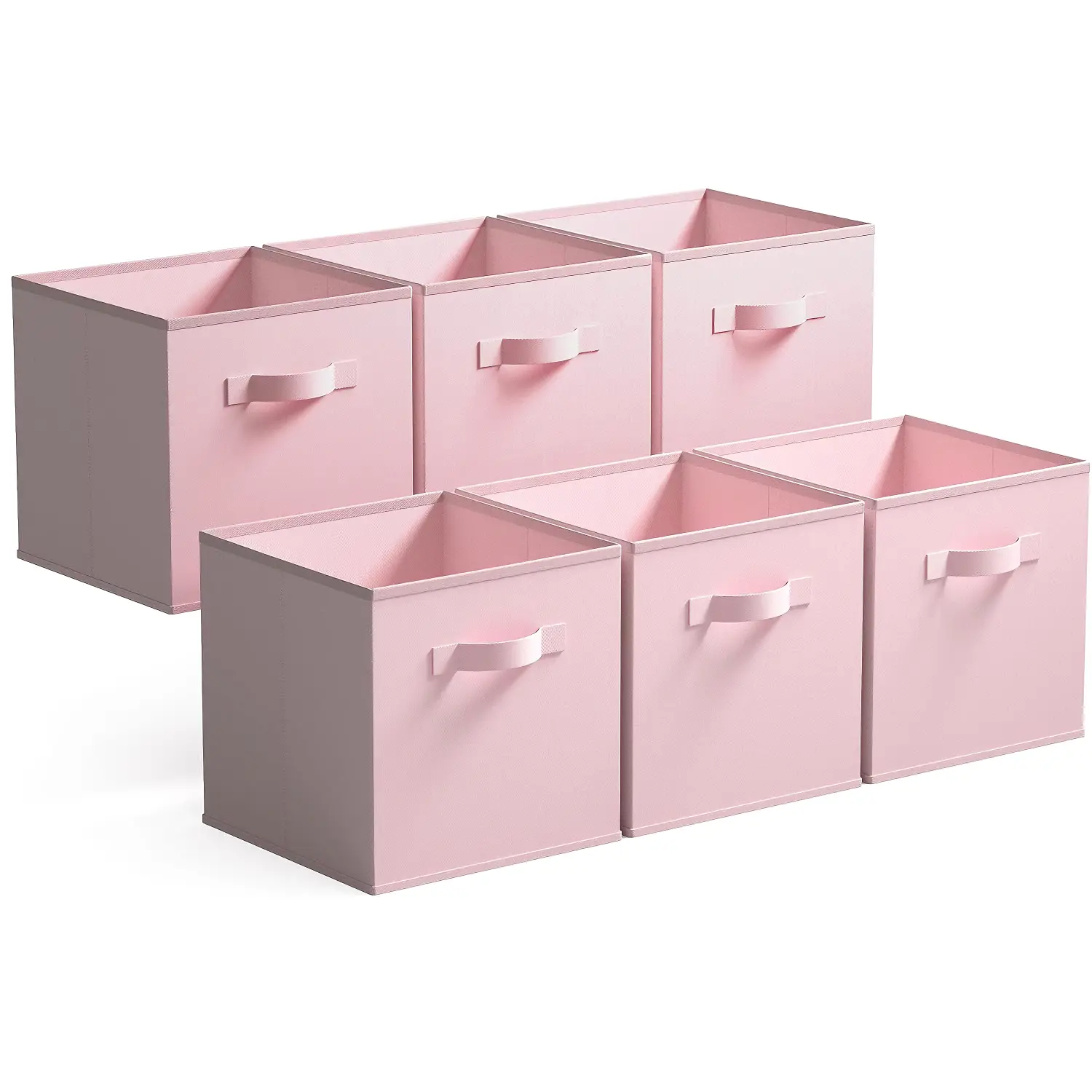 GRANNY SAYS 6-Pack Collapsible Fabric Storage Cubes Boxes - 11 in Organizer Bins with Faux Leather Handles - For Shelves, Closet Use (Clothes, Toys)