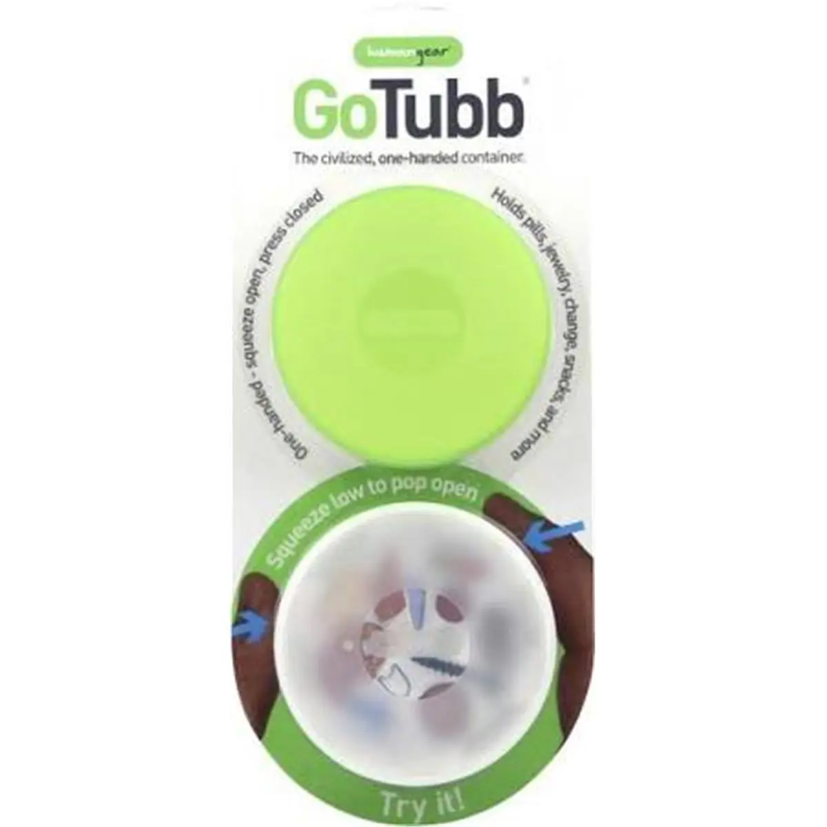Humangear 340509 Large Gotubb Containers, Clear & Green - Pack of 2