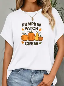 100% pure cotton Pumpkin Patch Crew Fall Harvest Outfit printed t-shirts for women