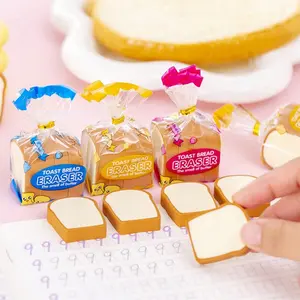Cute Toast Bread Shape Erasers Set, 4 Pieces Per Pack, Random Color Packaging, Fun School Supplies, Educational Toys for Kids, Writing Tools