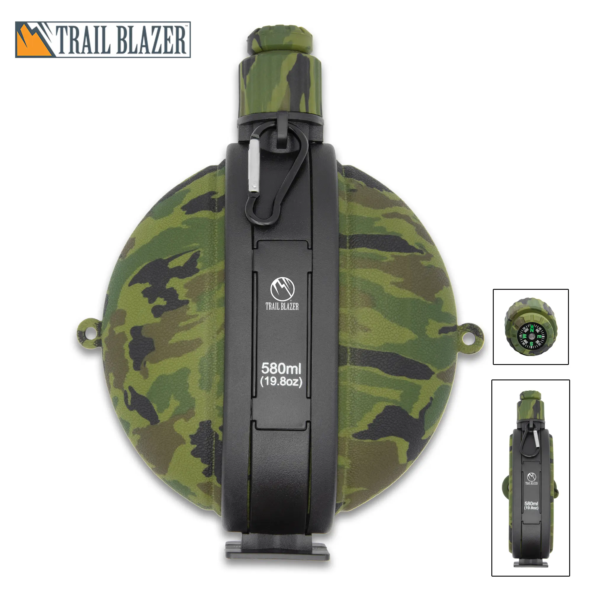 Trailblazer Collapsible Water Bottle 580ml with Compass Cap