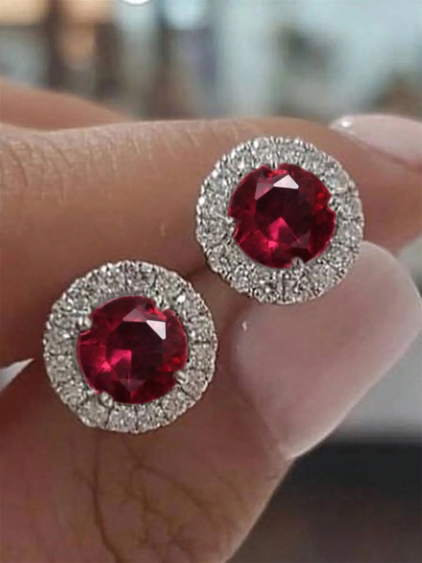 1 Pair Simple Cubic Zirconia Stud Earrings For Women For Party Engagement Anniversary Jewelry Valentine's Day Gift Solitaire Earrings