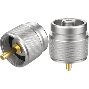 B BRAZIFY Camping Stove Adapter for 1 lb Propane Tank to EN417 Lindal Valve Butane Converter 2 Pack Aluminum