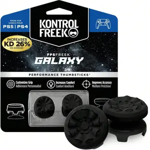 FPS Freek Galaxy Black for PlayStation 4 and PlayStation 5 | Performance Thumbsticks | 1 High-Rise, 1 Mid-Rise | Black (Limited Edition)