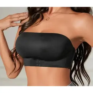 Women’s Strapless Seamless Wireless Front Button Bralette, Off Shoulder Plain No Pad Plus Size Bra, Smooth Support Cold Wash Friendly, Comfort Fit for Daily Layering & Bridal Wear