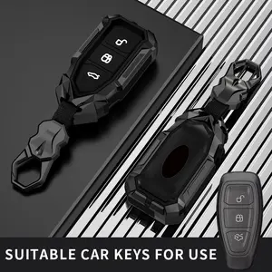 Ford Key Fob Case, Zinc Alloy Anti-Drop Protective Shell, Stylish Design, Compatible with Mondeo Focus Fiesta Kuga C-Max S-Max Mk3, Car Key Accessory, Car Key Protector, Car Key Cover, Car Accessories