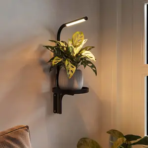 Bamworld Wall Plant Holder with Grow Light Plant Lights for Indoor Growing Wall Planters for Indoor Plants Grow Lights for Indoor Plants Wall Decor Adjustable Wall Plant Holder Hanging Planter Black tiktokshopspringglowup