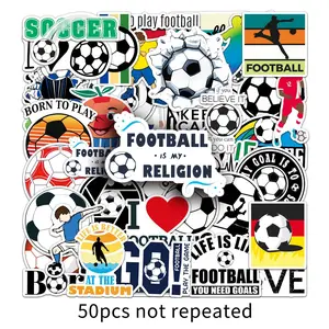 50pcs Soccer Football Stickers, Waterproof Vinyl Decals, Cool Stickers for Laptop, Water Bottle, Luggage, Football Lover Gift Pack