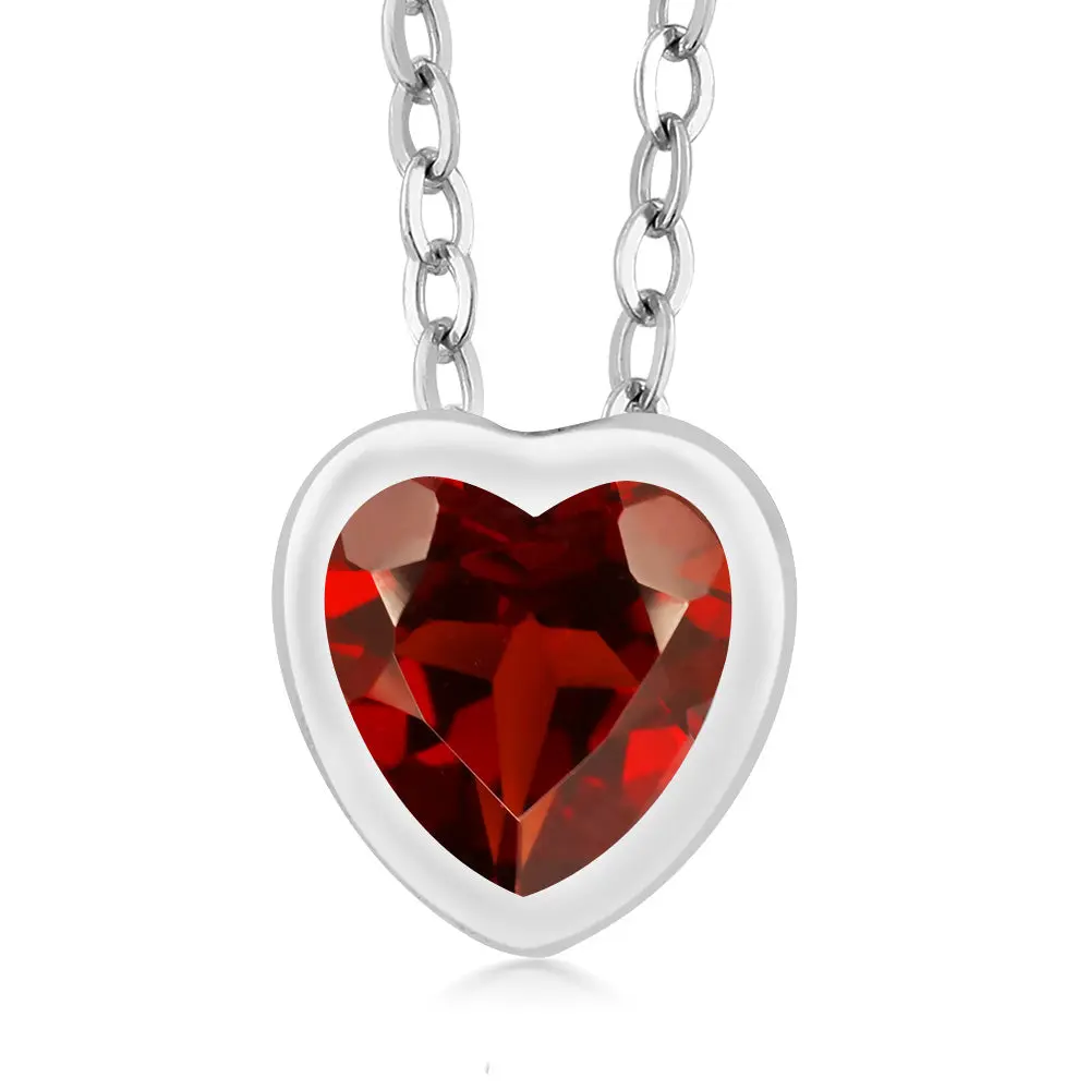 Gem Stone King 925 Sterling Silver Heart Shaped Necklace - 6MM Bezel-Set Heart Birthstone Solitaire Pendant, 18in Silver Chain, Elegant Hypoallergenic Fine Jewelry Gift for Her