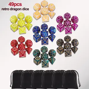 DND Dice Sets - 49pcs Polyhedral Dice, 7 Sets D&D Dice with Pouches, D4 D6 D8 D10 D% D12 D20 Dice for Dungeons and Dragons DND RPG MTG Table Games