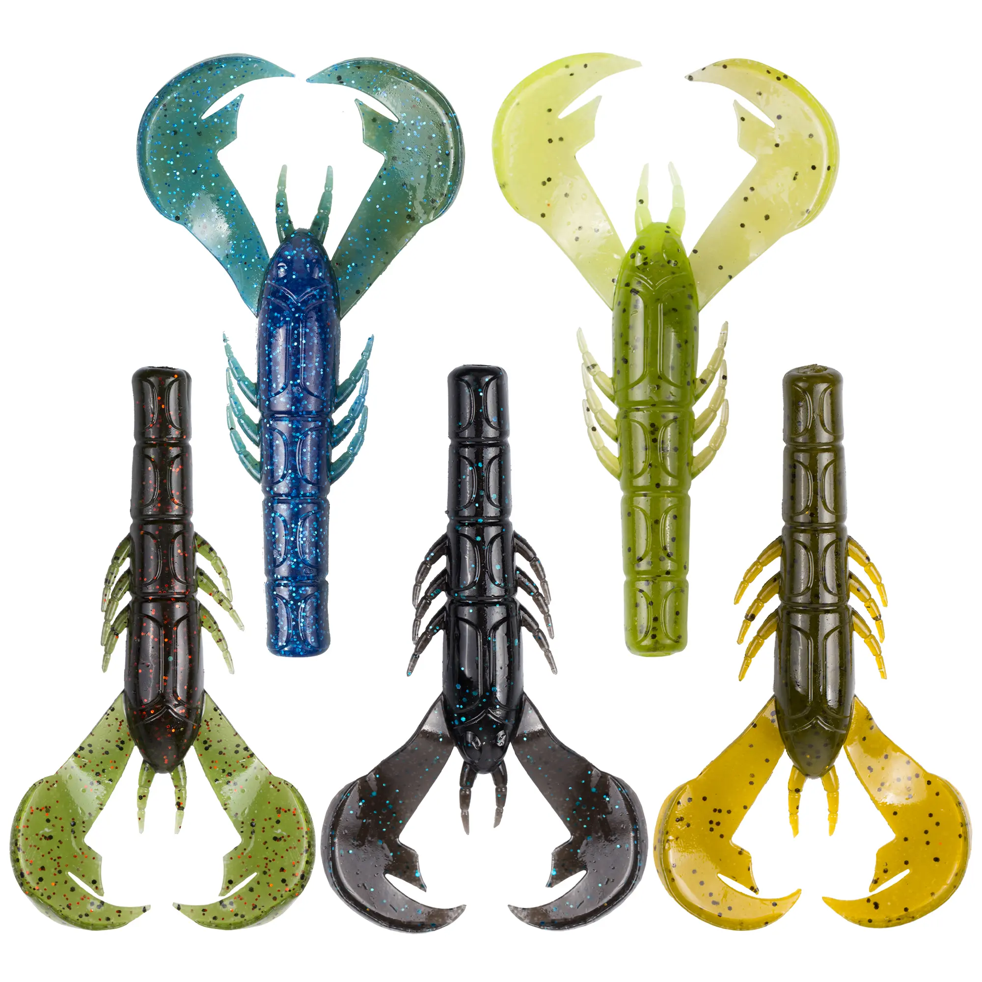 Soft Plastic Crawfish Baits 25/40 Pack, Glitter Creature Lures with Large Kicking Pincers, Salt-Infused Soft Fishing Lures for Bass, Artificial Lures