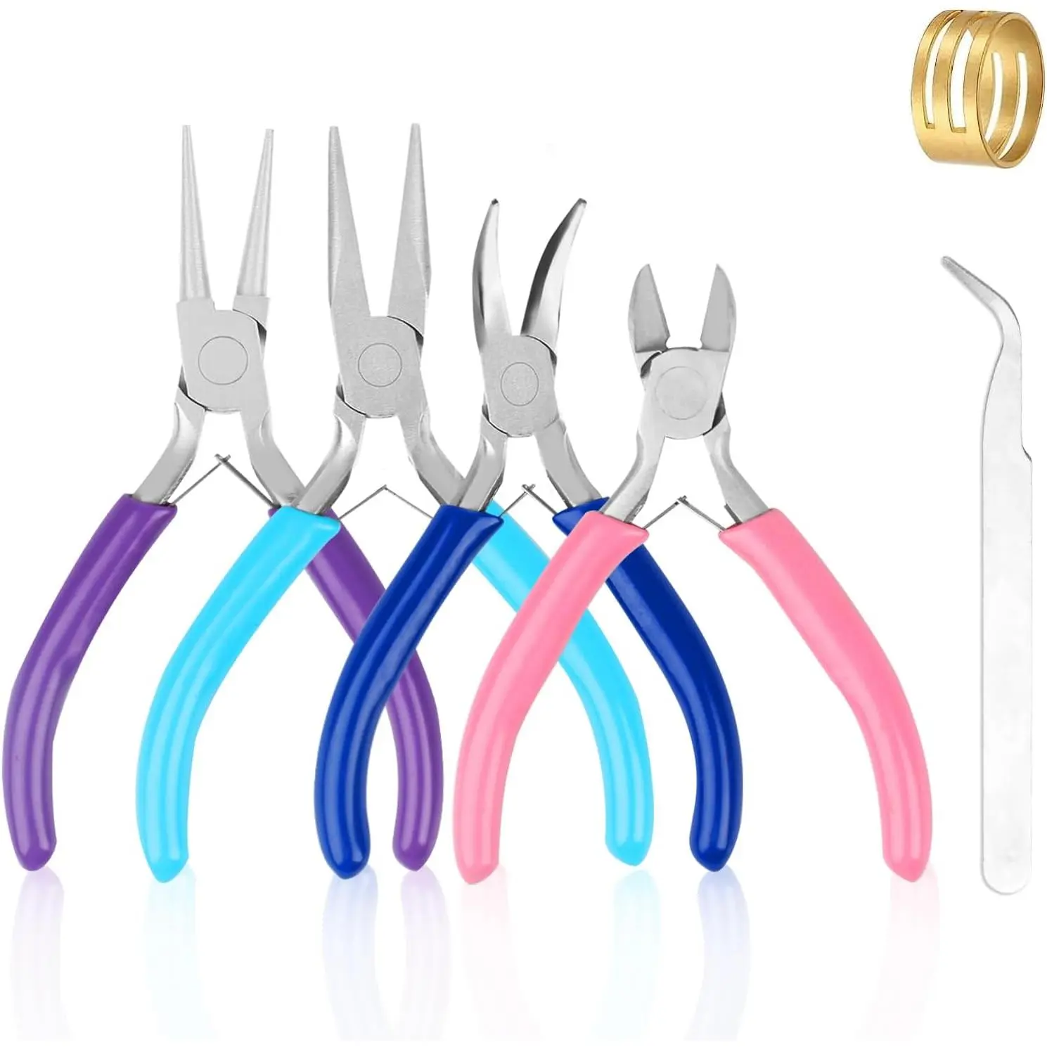 4 Pack  Making Pliers Tools Set,  Making  Nose Chain Nose Round Bent Pliers Wire  for Bracelet Beading DIY Craft  Making Supplies