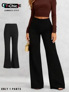 Women's Commuter Fitted Flare Pants, Comfortable Wear, Simple Commuter Style, Elegant Design, Perfect for Office & Casual