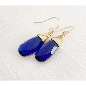 Blue Hydro Quartz 14k Gold Filled Wire Wrapped Earrings