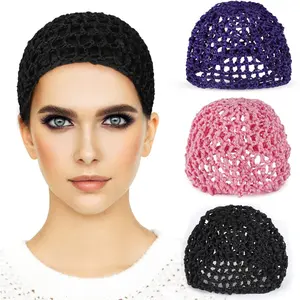 3 count Mesh Crochet Hair Net Snoods for Women, Soft Rayon Knit Crochet Hairnet Hair Cover Accessory for Sleeping