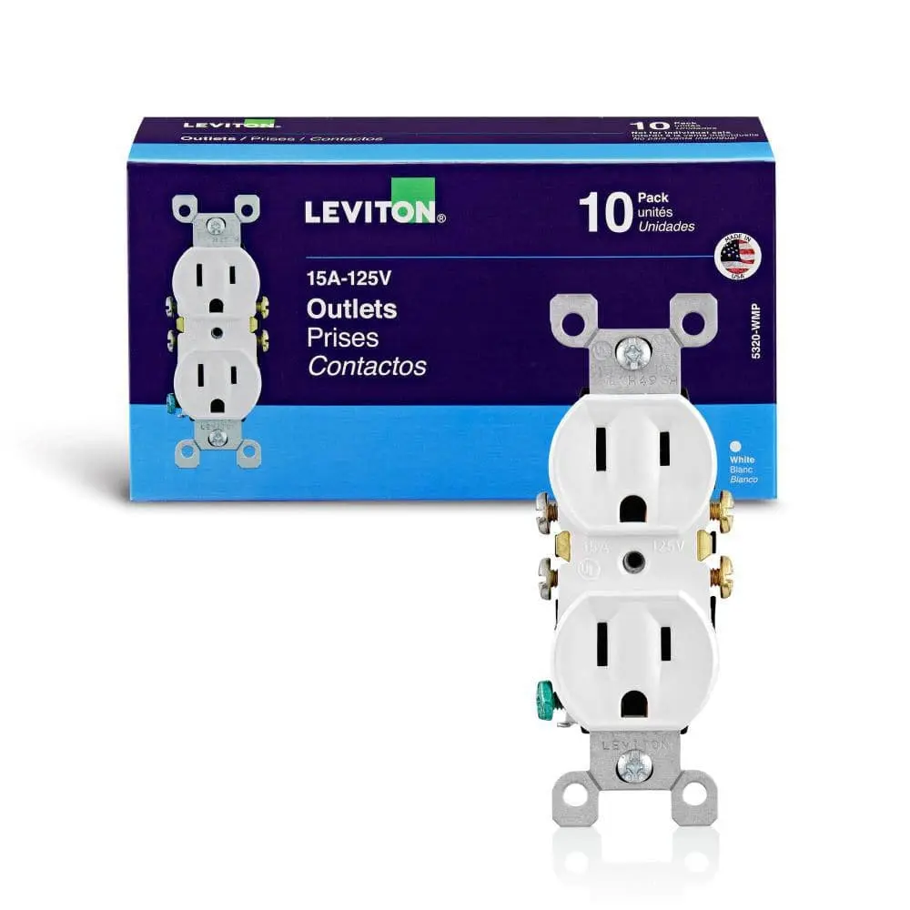 15 Amp 125 V Duplex Outlet/Receptacle, White (10-Pack) 5320-WMP 15 Amp 125 V Duplex Outlet/Receptacle, White (10-Pack) 5320-WMP
